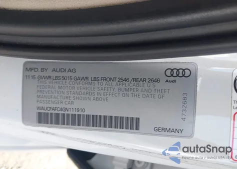 2016 Audi A6 2.0T Premium from USA, damaged, VIN WAUCFAFC4GN111910